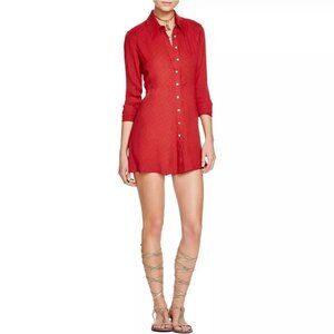 Free People ‘This Town’ Long Sleeve Polka Dot Mini Shirt Dress